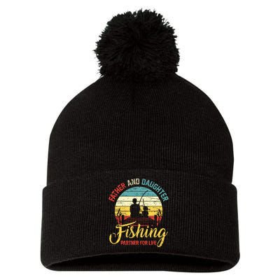 Father Daughter Fishing Partner For Life Retro Matching Dad Pom Pom 12in Knit Beanie