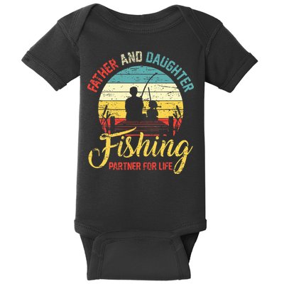 Father Daughter Fishing Partner For Life Retro Matching Dad Baby Bodysuit