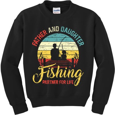 Father Daughter Fishing Partner For Life Retro Matching Dad Kids Sweatshirt