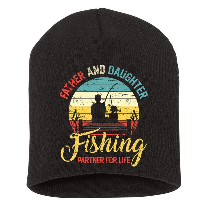 Father Daughter Fishing Partner For Life Retro Matching Dad Short Acrylic Beanie
