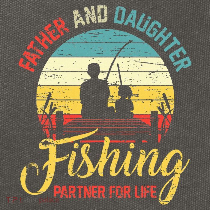 Father Daughter Fishing Partner For Life Retro Matching Dad Cotton Canvas Backpack