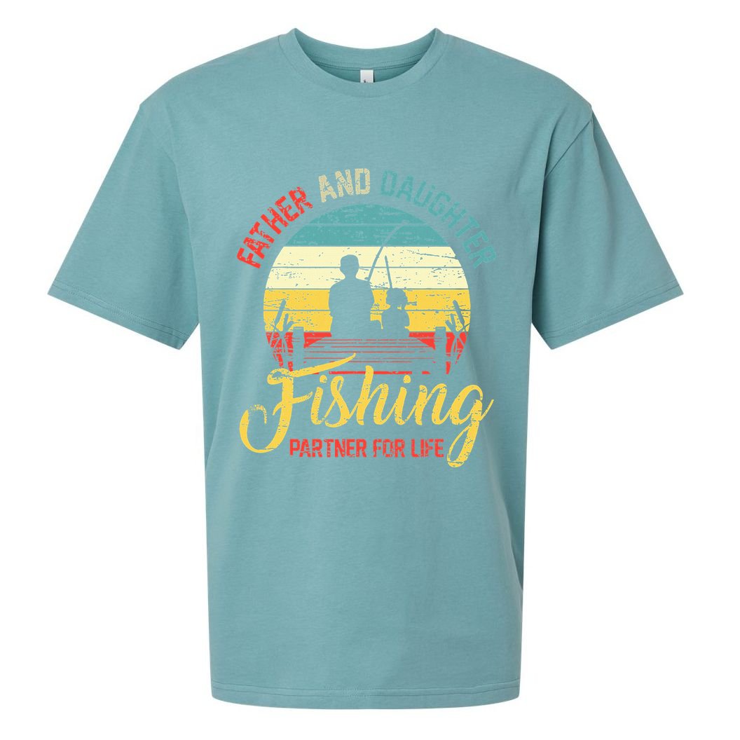 Father Daughter Fishing Partner For Life Retro Matching Dad Sueded Cloud Jersey T-Shirt