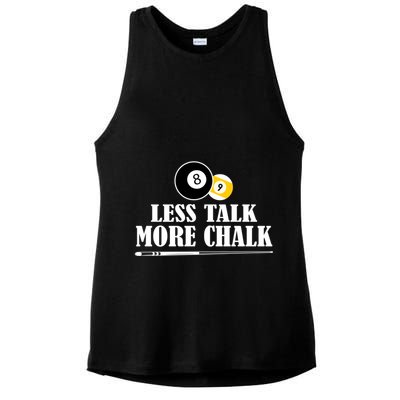 Father's Day Funny LESS TALK MORE CHALK BILLIARDS Pool Player Gift For Dad Ladies PosiCharge Tri-Blend Wicking Tank