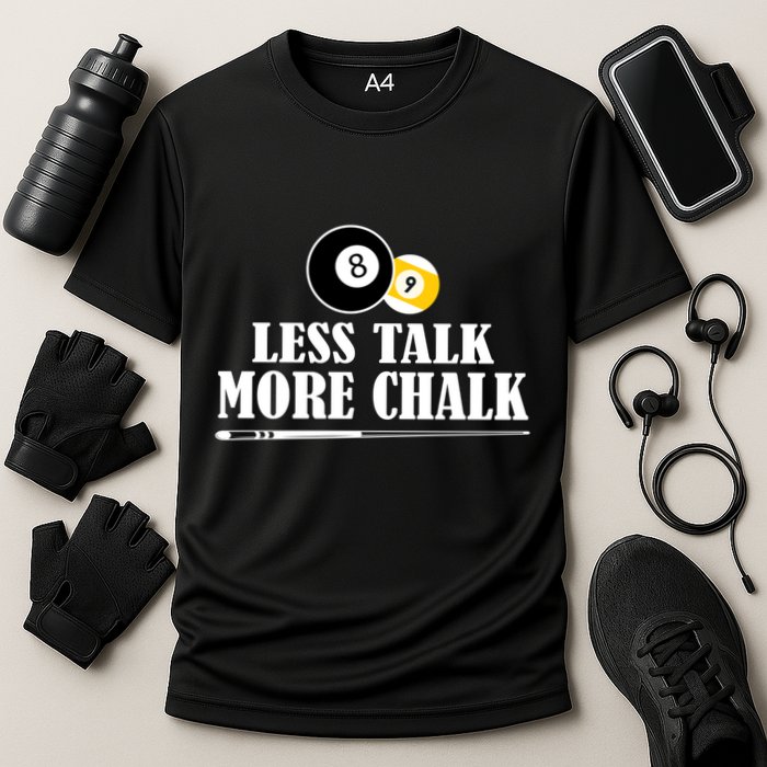 Father's Day Funny LESS TALK MORE CHALK BILLIARDS Pool Player Gift For Dad Performance Shirt