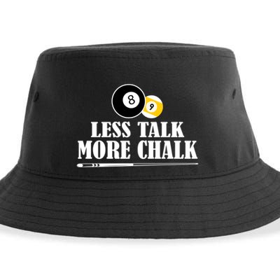 Father's Day Funny LESS TALK MORE CHALK BILLIARDS Pool Player Gift For Dad Sustainable Bucket Hat