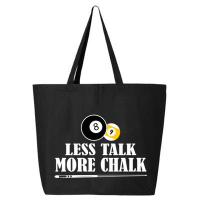 Father's Day Funny LESS TALK MORE CHALK BILLIARDS Pool Player Gift For Dad 25L Jumbo Tote