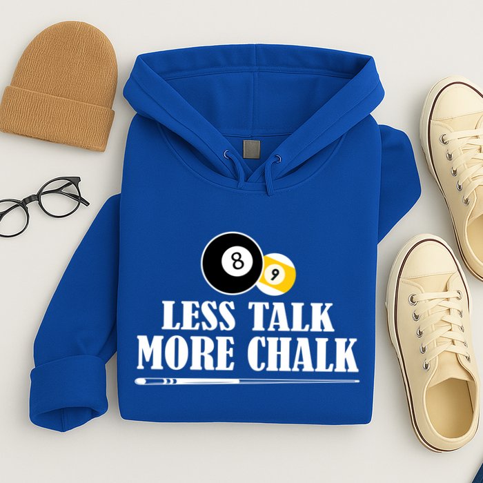 Father's Day Funny LESS TALK MORE CHALK BILLIARDS Pool Player Gift For Dad Hoodie