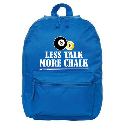 Father's Day Funny LESS TALK MORE CHALK BILLIARDS Pool Player Gift For Dad 16 in Basic Backpack