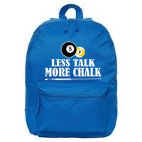 Father's Day Funny LESS TALK MORE CHALK BILLIARDS Pool Player Gift For Dad 16 in Basic Backpack