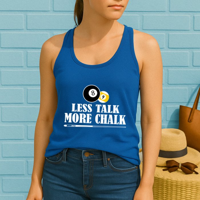 Father's Day Funny LESS TALK MORE CHALK BILLIARDS Pool Player Gift For Dad Womens Tank Top