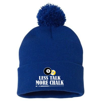 Father's Day Funny LESS TALK MORE CHALK BILLIARDS Pool Player Gift For Dad Pom Pom 12in Knit Beanie