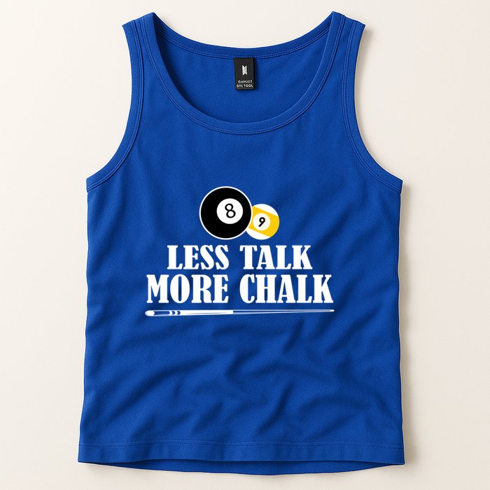 Father's Day Funny LESS TALK MORE CHALK BILLIARDS Pool Player Gift For Dad Tank Top
