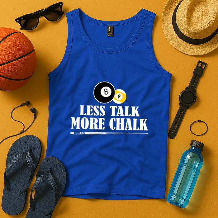 Father's Day Funny LESS TALK MORE CHALK BILLIARDS Pool Player Gift For Dad Tank Top