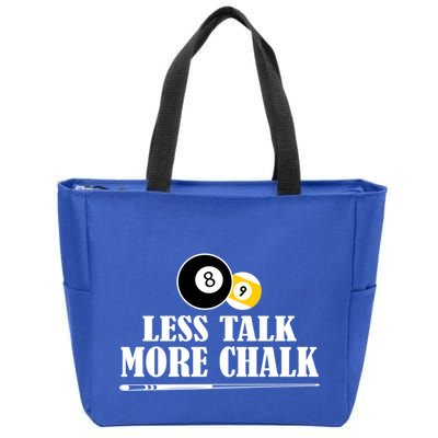 Father's Day Funny LESS TALK MORE CHALK BILLIARDS Pool Player Gift For Dad Zip Tote Bag