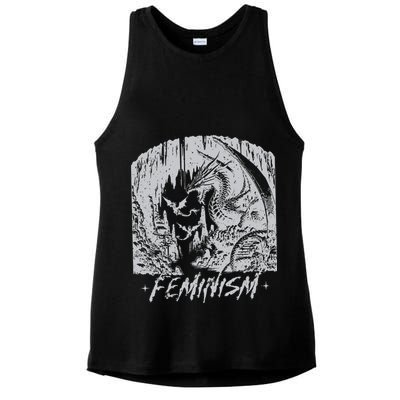 Feminism Dragon Fantasy Ladies PosiCharge Tri-Blend Wicking Tank