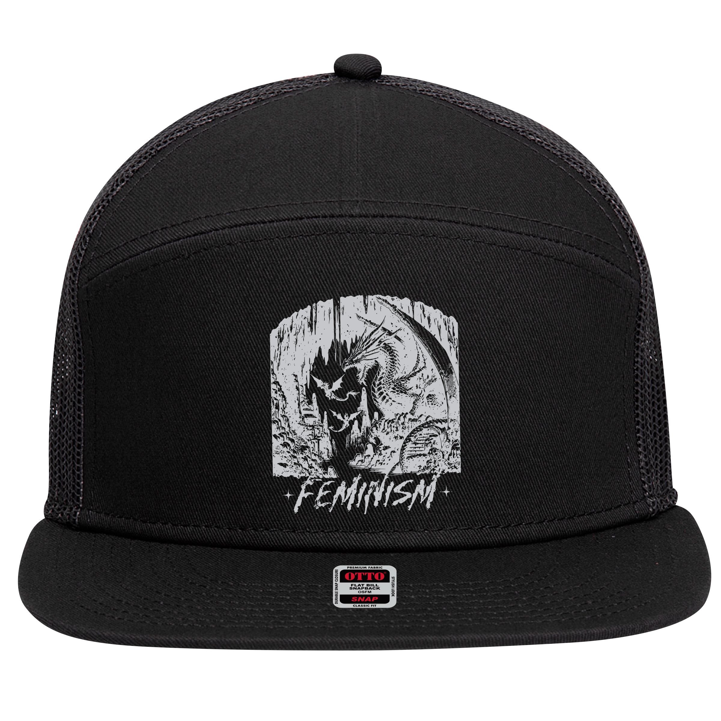 Feminism Dragon Fantasy 7 Panel Mesh Trucker Snapback Hat