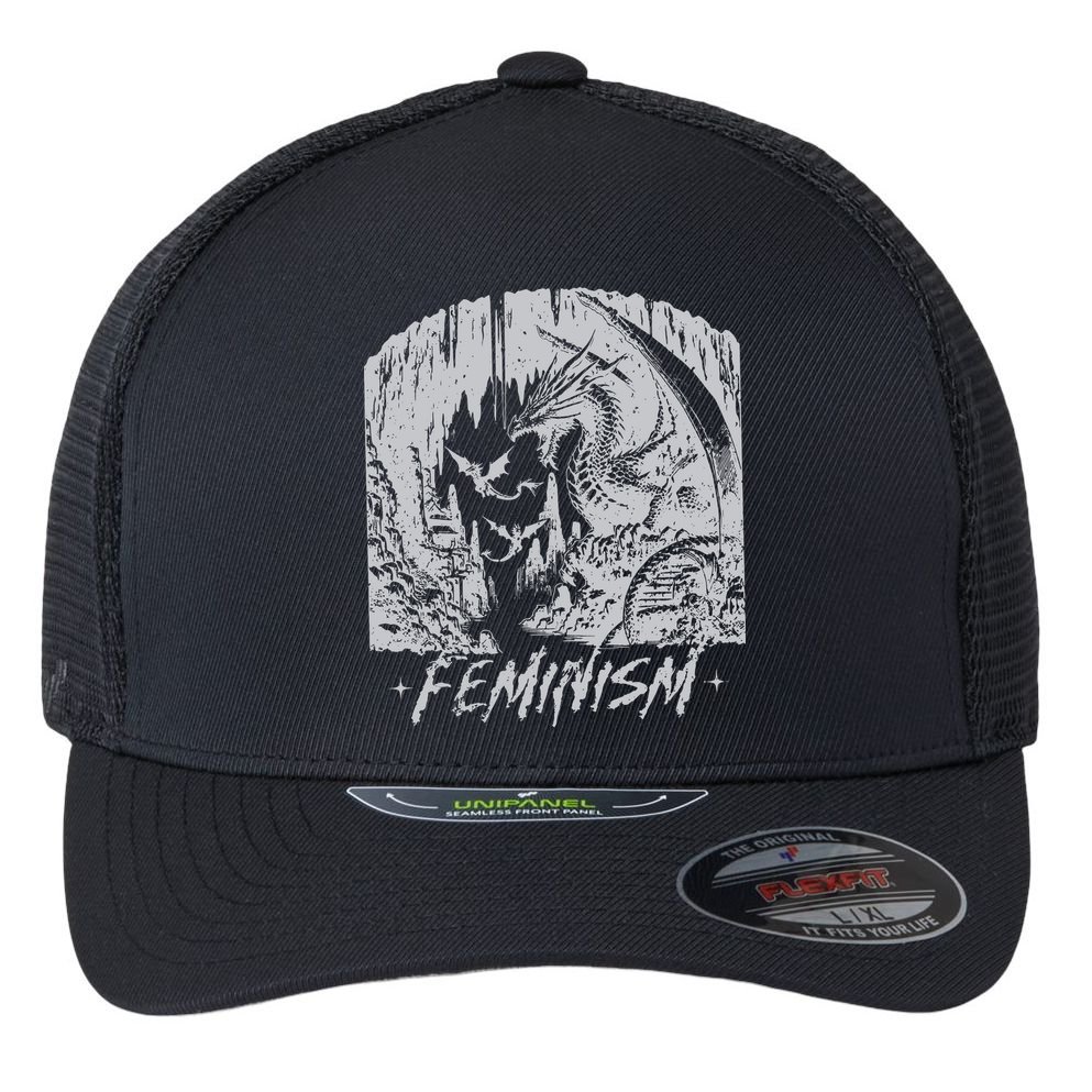 Feminism Dragon Fantasy Flexfit Unipanel Trucker Cap