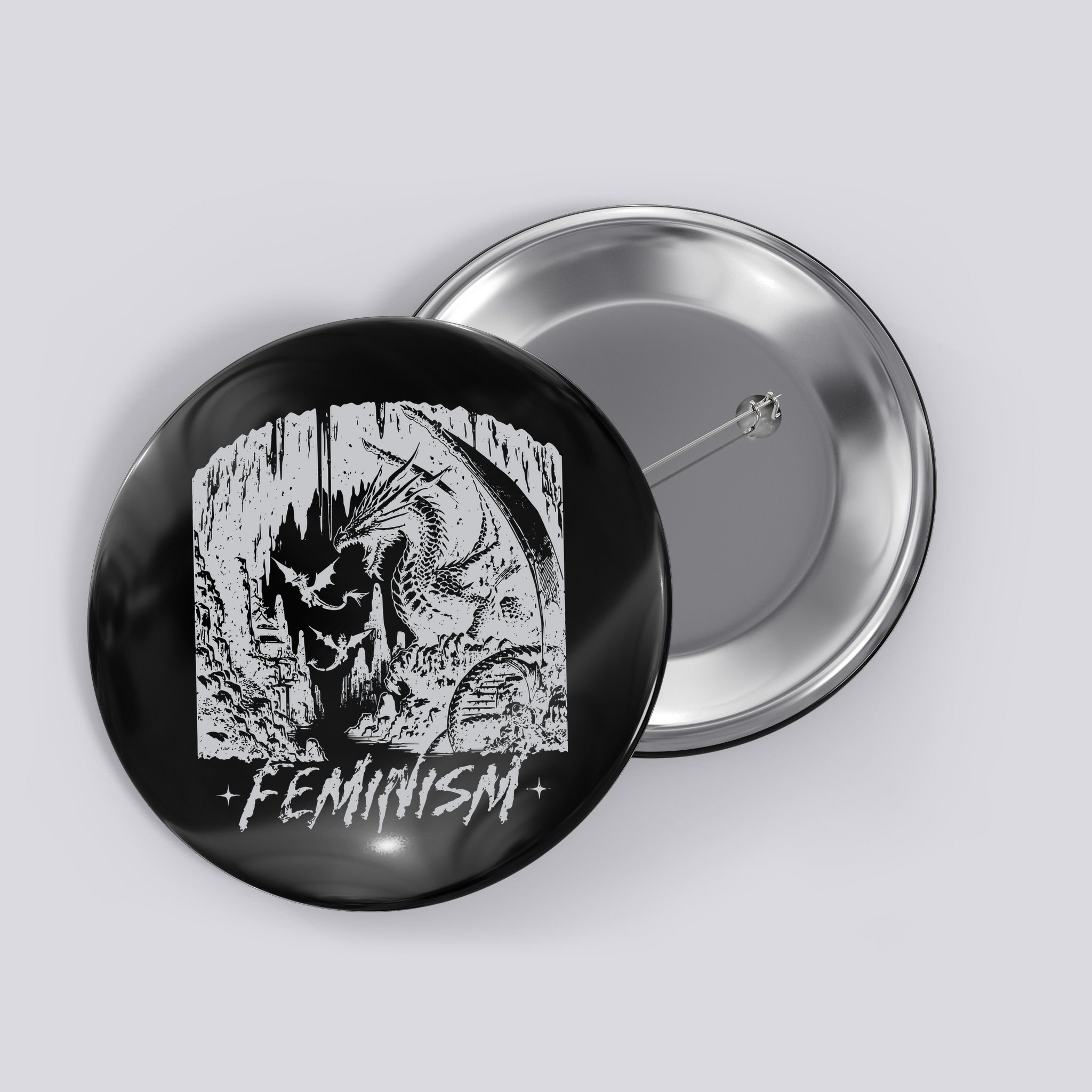 Feminism Dragon Fantasy Button