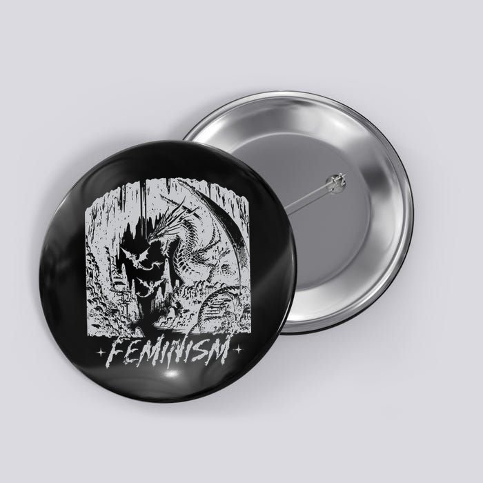 Feminism Dragon Fantasy Button