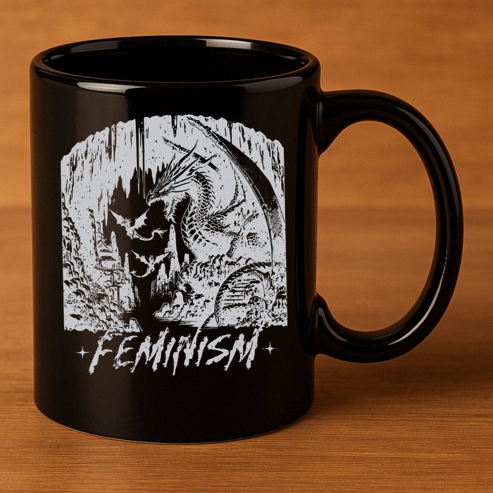 Feminism Dragon Fantasy 11oz C Handle Ceramic Mug