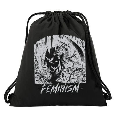 Feminism Dragon Fantasy Drawstring Bag