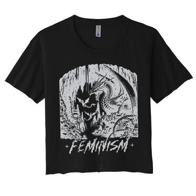 Feminism Dragon Fantasy Women's Crop Top Tee