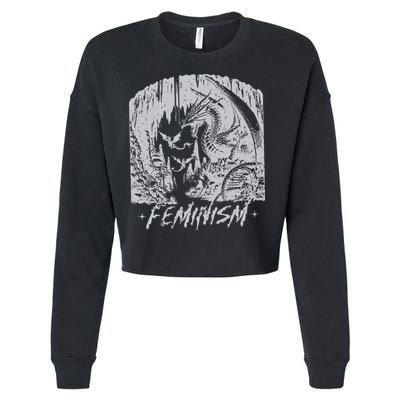 Feminism Dragon Fantasy Cropped Pullover Crew