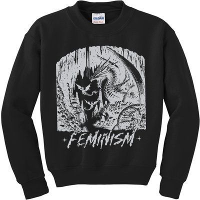 Feminism Dragon Fantasy Kids Sweatshirt