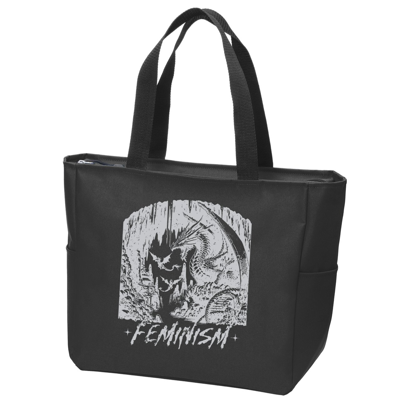 Feminism Dragon Fantasy Zip Tote Bag