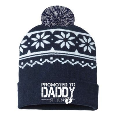 FatherS Day First Time Dad 2024 Promoted To Daddy Est 2024 USA-Made Snowflake Beanie