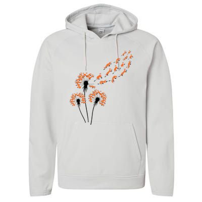 Flower Dandelion Foxes For Fox Lover Fox Performance Fleece Hoodie