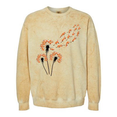 Flower Dandelion Foxes For Fox Lover Fox Colorblast Crewneck Sweatshirt