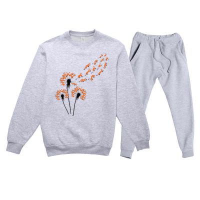 Flower Dandelion Foxes For Fox Lover Fox Premium Crewneck Sweatsuit Set