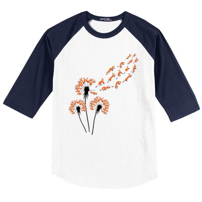 Flower Dandelion Foxes For Fox Lover Fox Baseball Sleeve Shirt