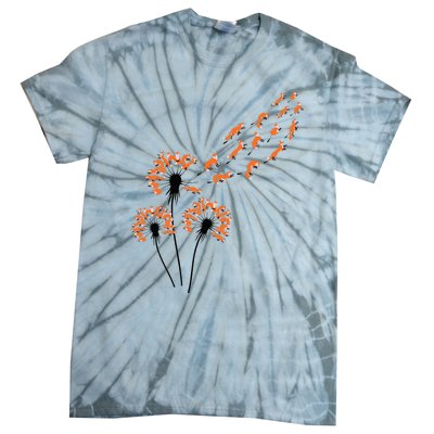 Flower Dandelion Foxes For Fox Lover Fox Tie-Dye T-Shirt