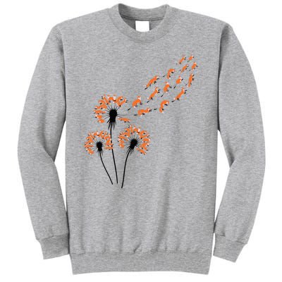 Flower Dandelion Foxes For Fox Lover Fox Tall Sweatshirt