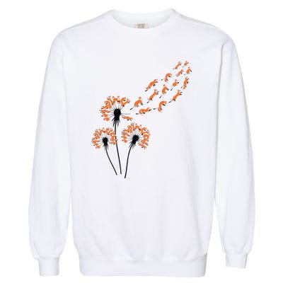 Flower Dandelion Foxes For Fox Lover Fox Garment-Dyed Sweatshirt