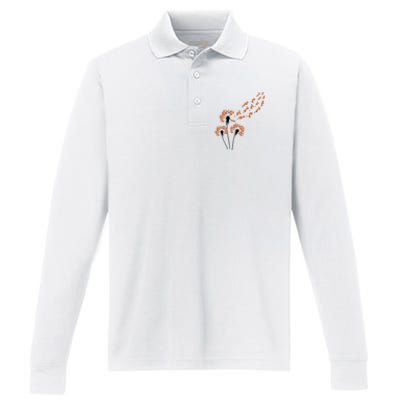 Flower Dandelion Foxes For Fox Lover Fox Performance Long Sleeve Polo