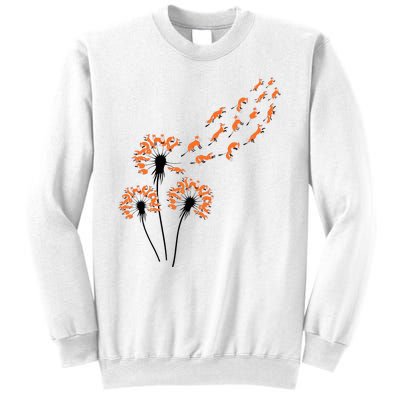 Flower Dandelion Foxes For Fox Lover Fox Sweatshirt