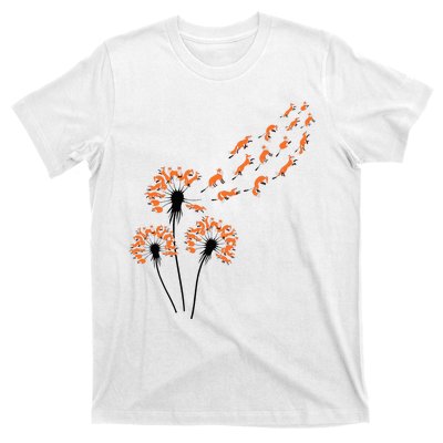 Flower Dandelion Foxes For Fox Lover Fox T-Shirt