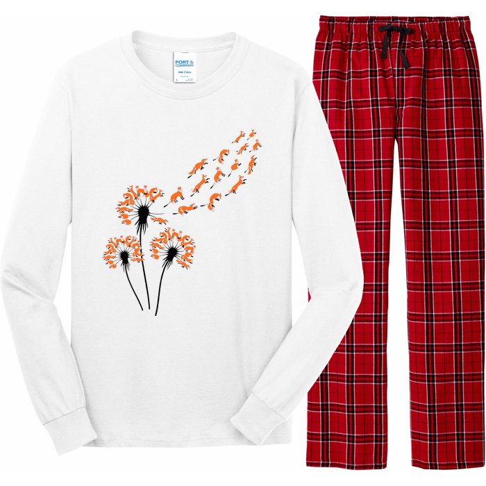 Flower Dandelion Foxes For Fox Lover Fox Long Sleeve Pajama Set