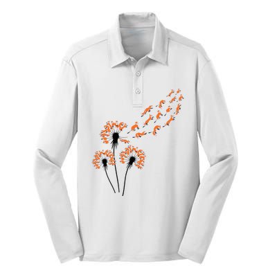 Flower Dandelion Foxes For Fox Lover Fox Silk Touch Performance Long Sleeve Polo