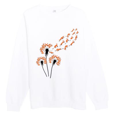 Flower Dandelion Foxes For Fox Lover Fox Premium Crewneck Sweatshirt