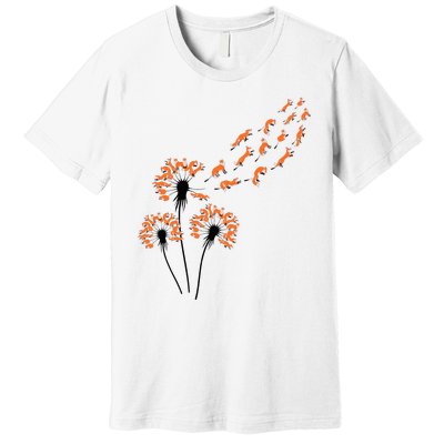 Flower Dandelion Foxes For Fox Lover Fox Premium T-Shirt