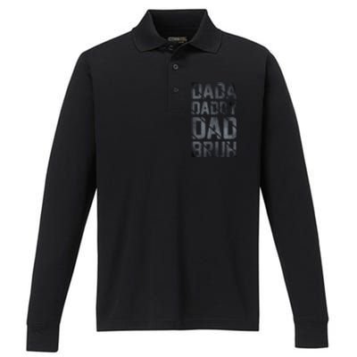 Fathers Day For Dad Funny Dada Daddy Dad Bruh Performance Long Sleeve Polo