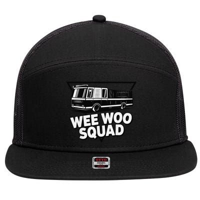 Funny Design For And Adults Wee Woo Squad Fire Truck 7 Panel Mesh Trucker Snapback Hat