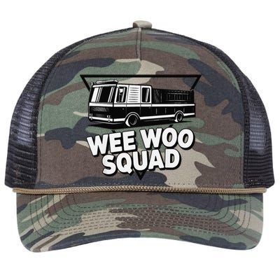 Funny Design For And Adults Wee Woo Squad Fire Truck Retro Rope Trucker Hat Cap