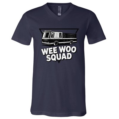 Funny Design For And Adults Wee Woo Squad Fire Truck V-Neck T-Shirt