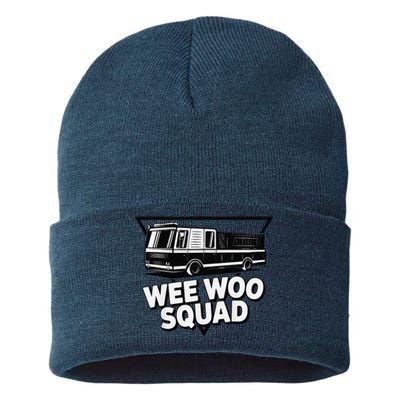 Funny Design For And Adults Wee Woo Squad Fire Truck Sustainable Knit Beanie