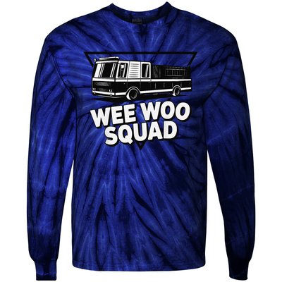 Funny Design For And Adults Wee Woo Squad Fire Truck Tie-Dye Long Sleeve Shirt